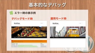  エラー時の表示例
デバッグモード時 運用モード時
基本的なデバッグ
 