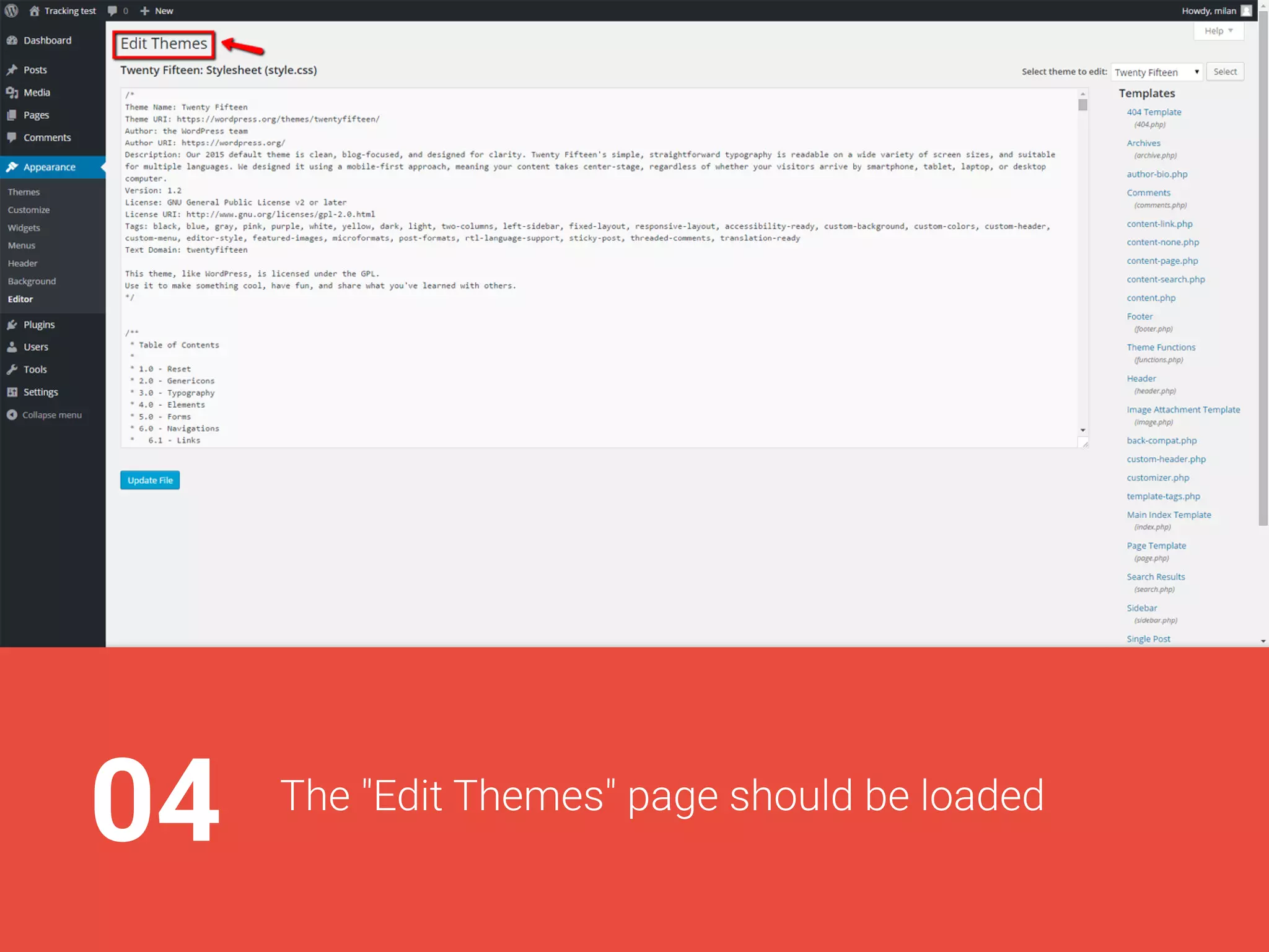 04The"EditThemes"pageshouldbeloaded
 