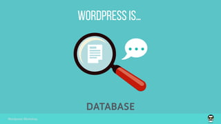 wordpress is…
Wordpress Workshop
DATABASE
 