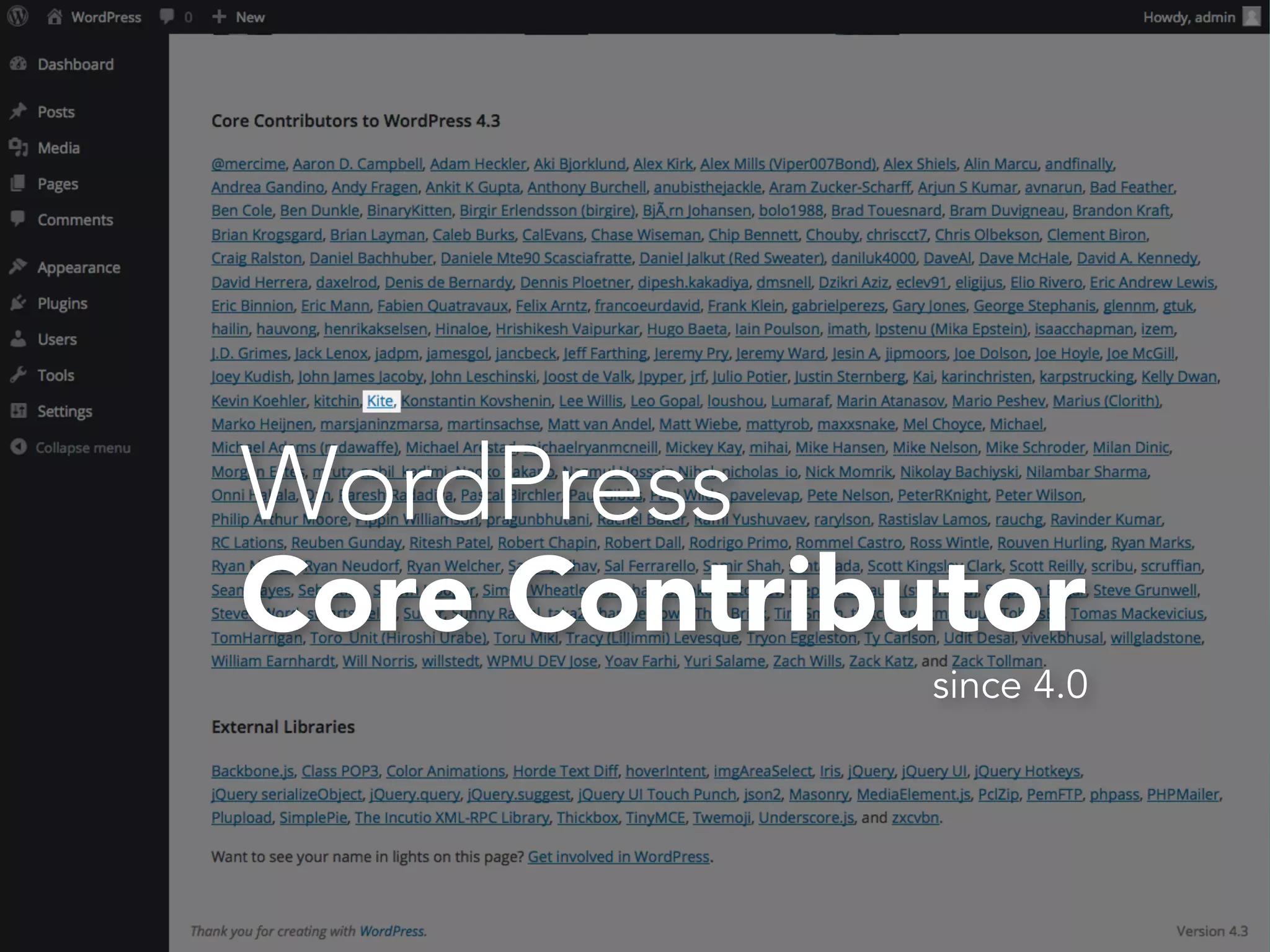WordPress
since 4.0
Core Contributor
 