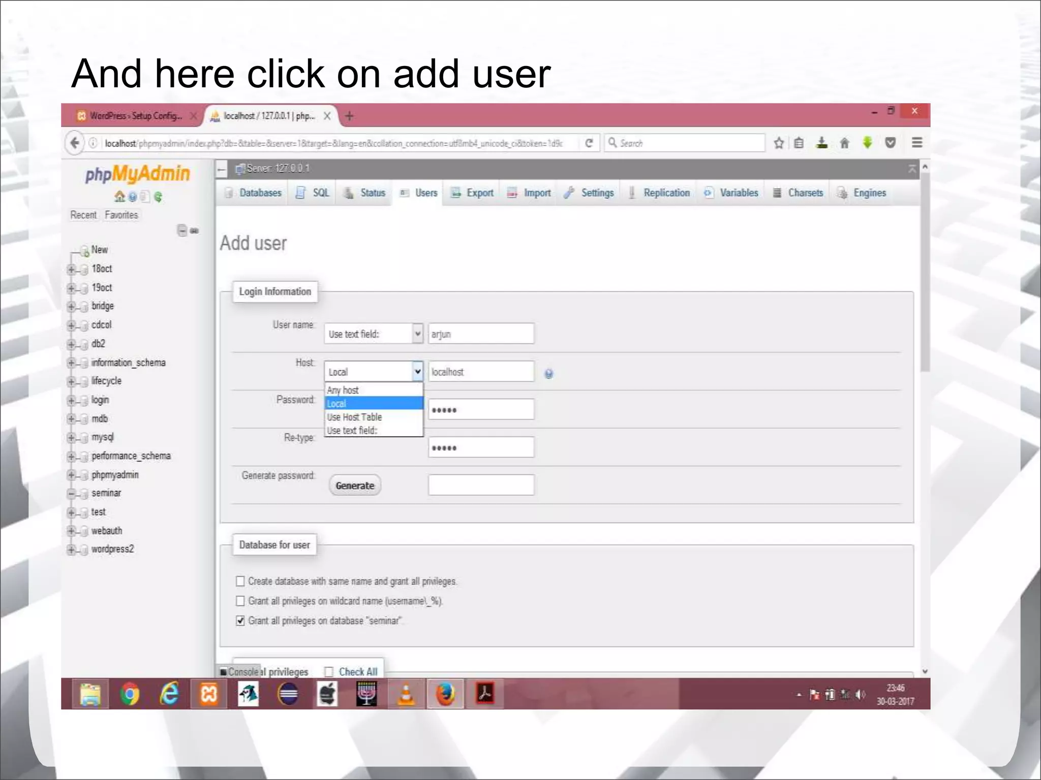 And here click on add user
 