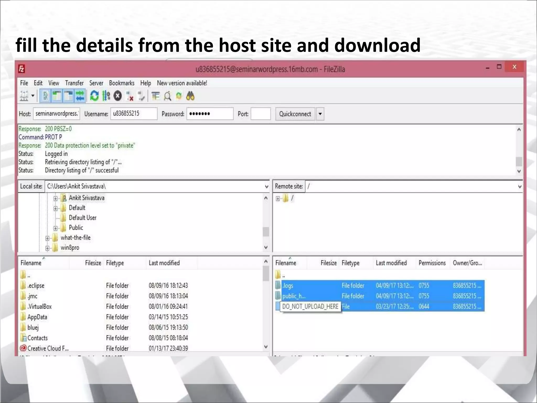 fill the details from the host site and download
 