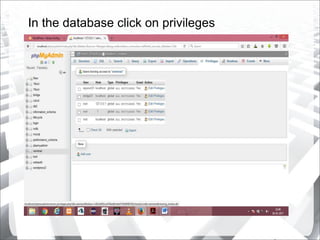 In the database click on privileges
 