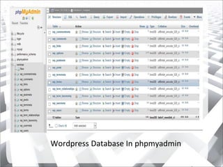 Wordpress Database In phpmyadmin
 