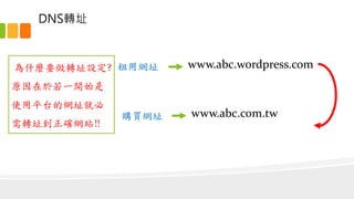 DNSDַ
ʲNҪDַO?
ԭһ_ʼ
ʹƽ̨ľWַͱ
Dַ_Wվ!!
www.abc.wordpress.comþWַ
www.abc.com.twُIWַ
 