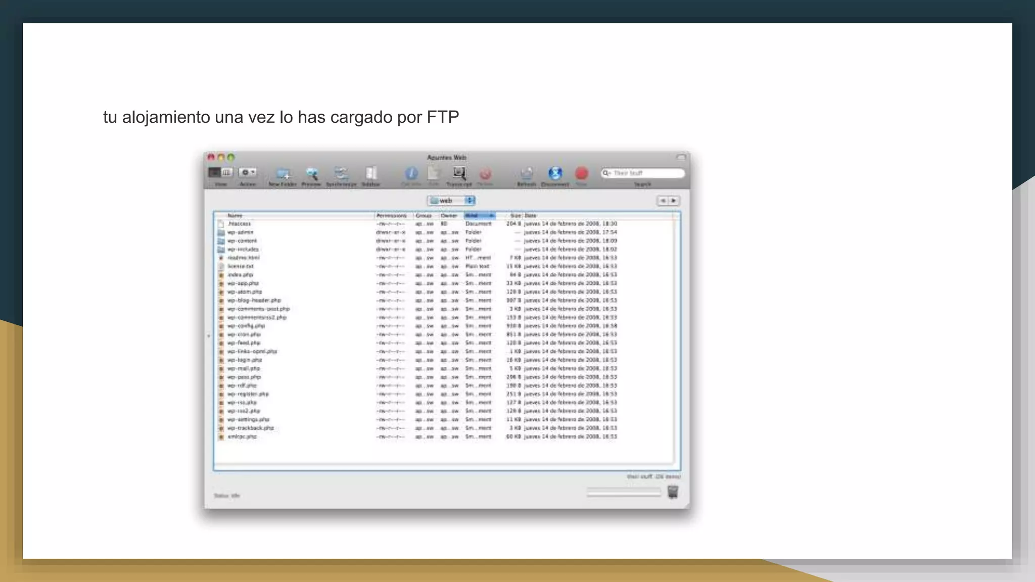tu alojamiento una vez lo has cargado por FTP
 