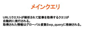 ᥤ󥯥
URLꥯȤӛ¤ȡä륯꤬
ԄӵĤ˰kФ롣
ȡä줿ϥ`Х$wp_query˸{롣

 