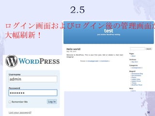 ログイン画面およびログイン後の管理画面が
大幅刷新！
36
 
