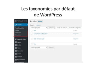 50
Les taxonomies par défaut
de WordPress
 