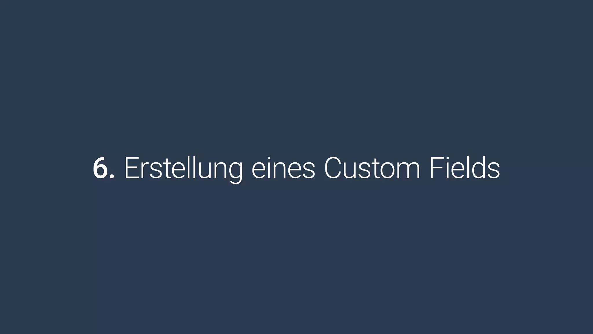 6. Erstellung eines Custom Fields
 