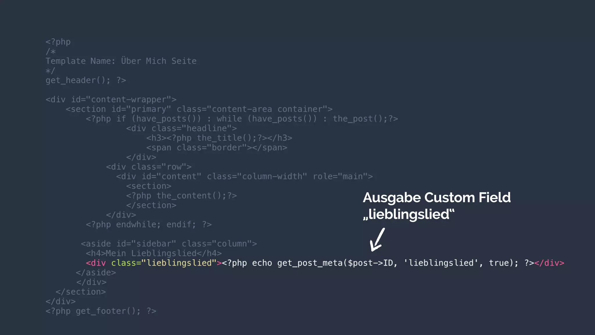 Ausgabe Custom Field
„lieblingslied“
 