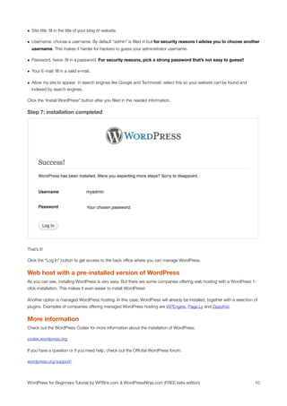 WordPress for Beginners Tutorial | PDF