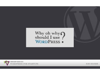 WordPress For Startups - By Hari Shanker - WordCamp Nashik