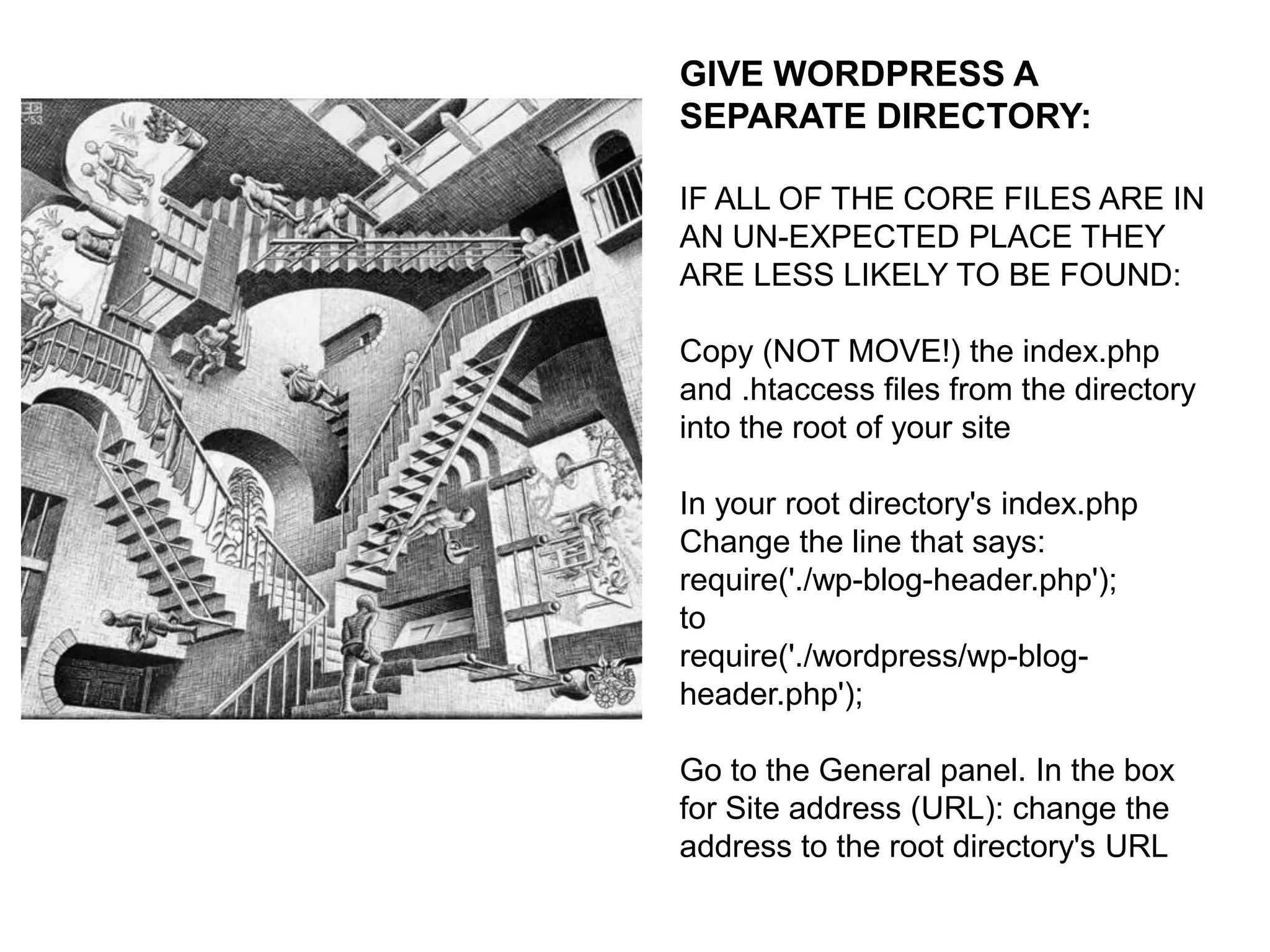 DISABLE THE FILE EDITOR
As long as this is still enabled, anyone
with admin access to your site will be
able to modify files at will

ADD TO THE wp-config.php file:

//DISABLES FILE EDITING
define('DISALLOW_FILE_EDIT', true);

 