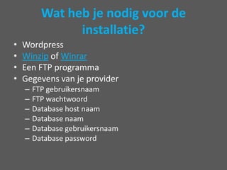 En het liefst een bandbreedte hoger dan 10GB per maandMogelijke providersProviders waar ik ervaring mee heb en meerdereWordpress installaties heb draaien:Strato– Voordelig, stabiel.Mijndomein – Voordelig, maar instabiel en loopt vast bij grotere wordpress installatiesYourHosting – Stevige provider, relatief iets duurder maar goede helpdesk en service