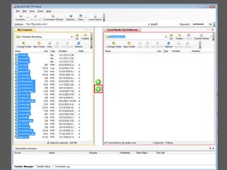 WS_ftpNu je WS_ftp hebt geïnstalleerd kun je je site uploaden.Doorloop eerst de wizard om je ftp gegevens van de provider in te vullen.Uploaden is niets anders dan het kopiëren van je bestandennaar de server van je provider.In de linkerkolom kies je map waar je je bestanden hebt uitgepakt, aan de rechtkolom vind je de map bij de provider.Kies aan de linkerkant alle bestanden en kopiëren maar!Afhankelijk van de snelheid van je internetverbinding kan dittot tien minuten duren.