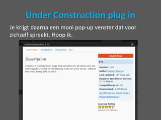 Under Construction plug inAls het goed is zie je meteen de pluginunderConstructionstaan. KiesvoorInstall.