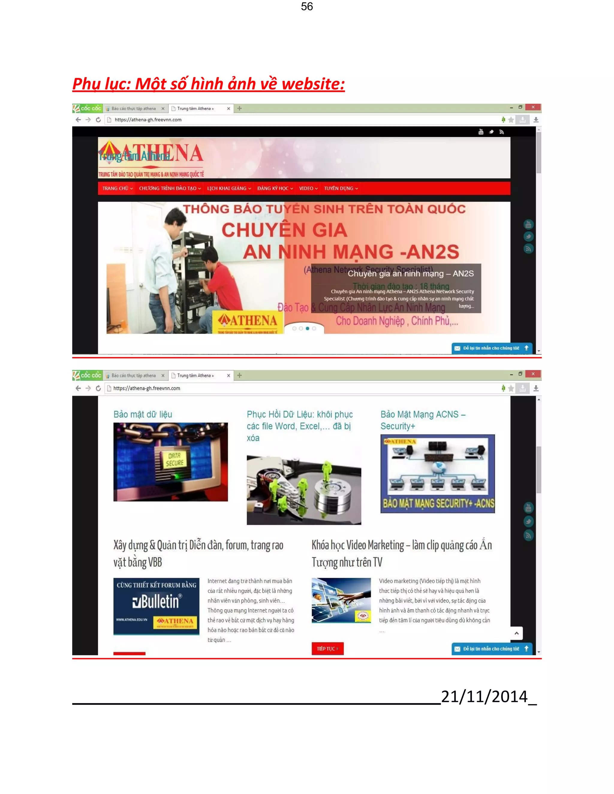 21/11/2014_ 
56 
Phụ lục: Một số hình ảnh về website: 
 