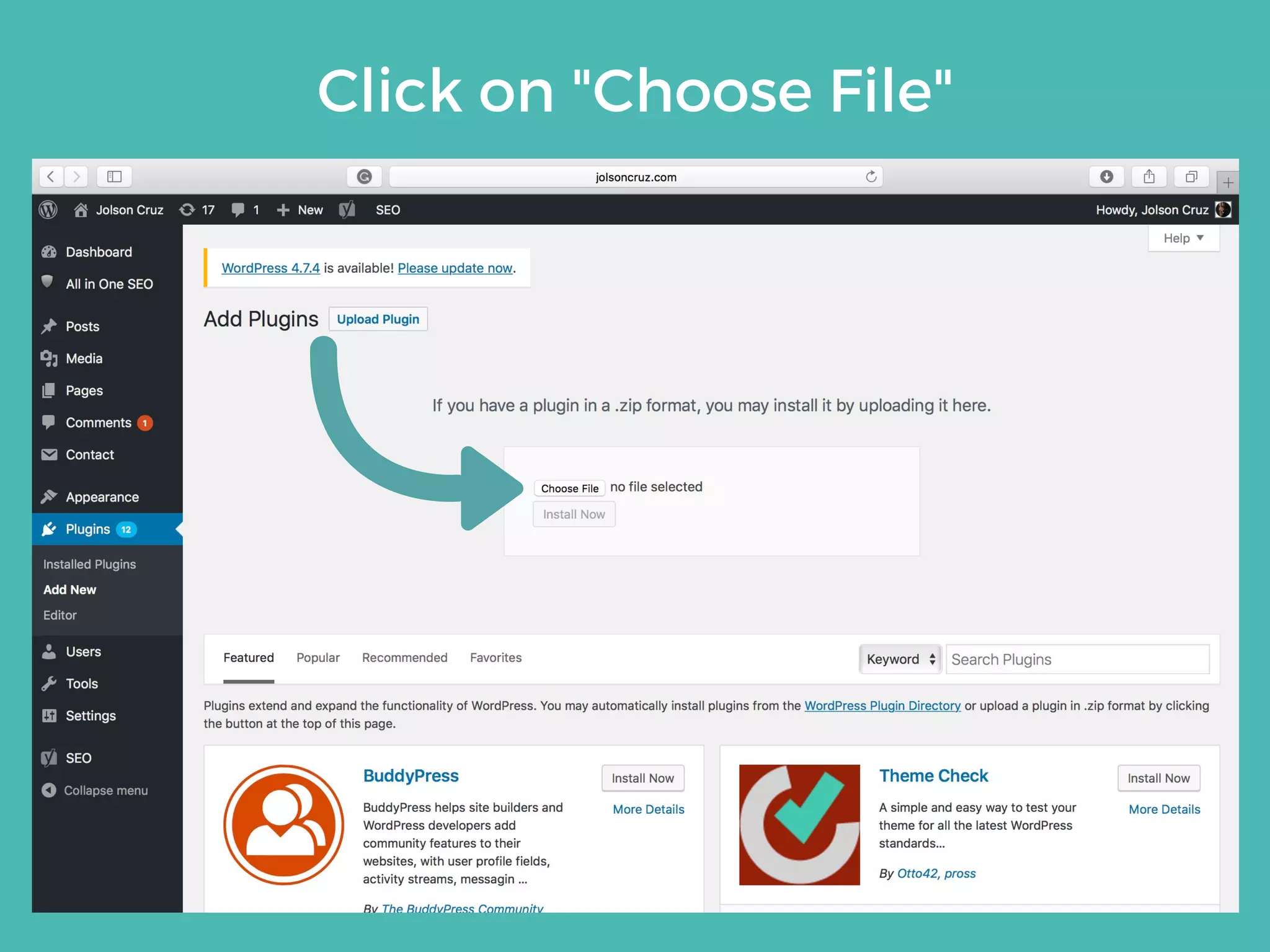 Click on "Choose File"
 