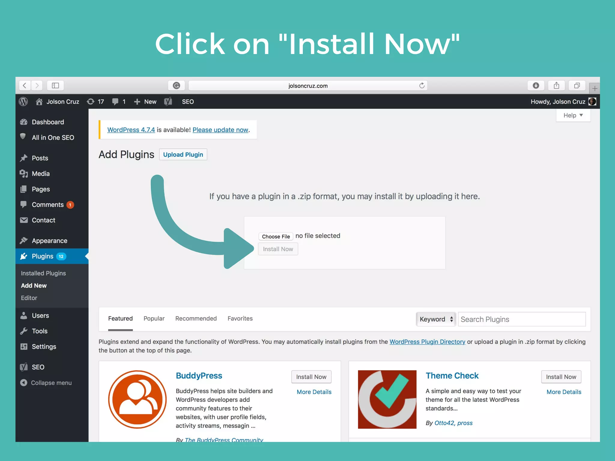 Click on "Install Now"
 