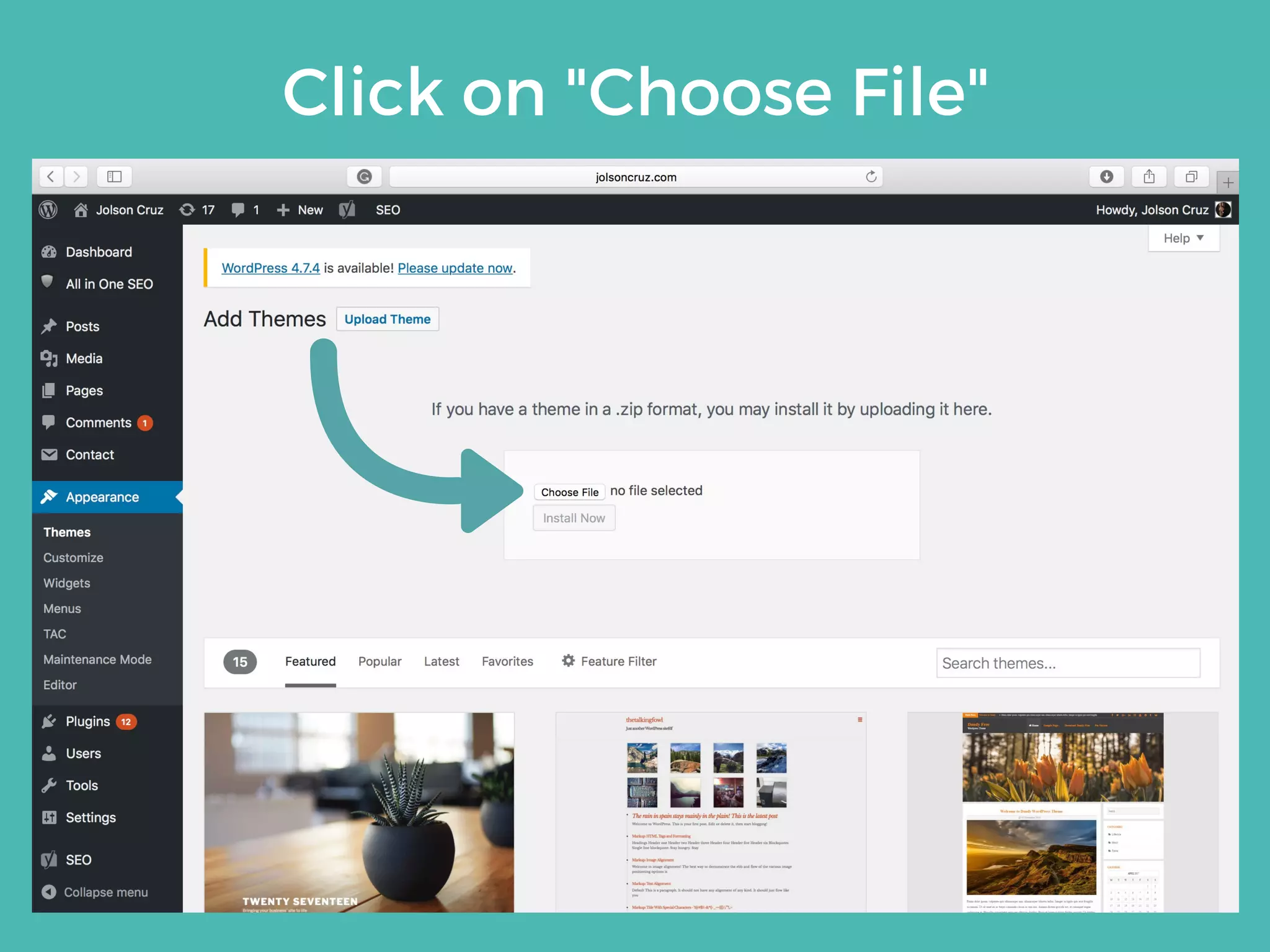 Click on "Choose File"
 