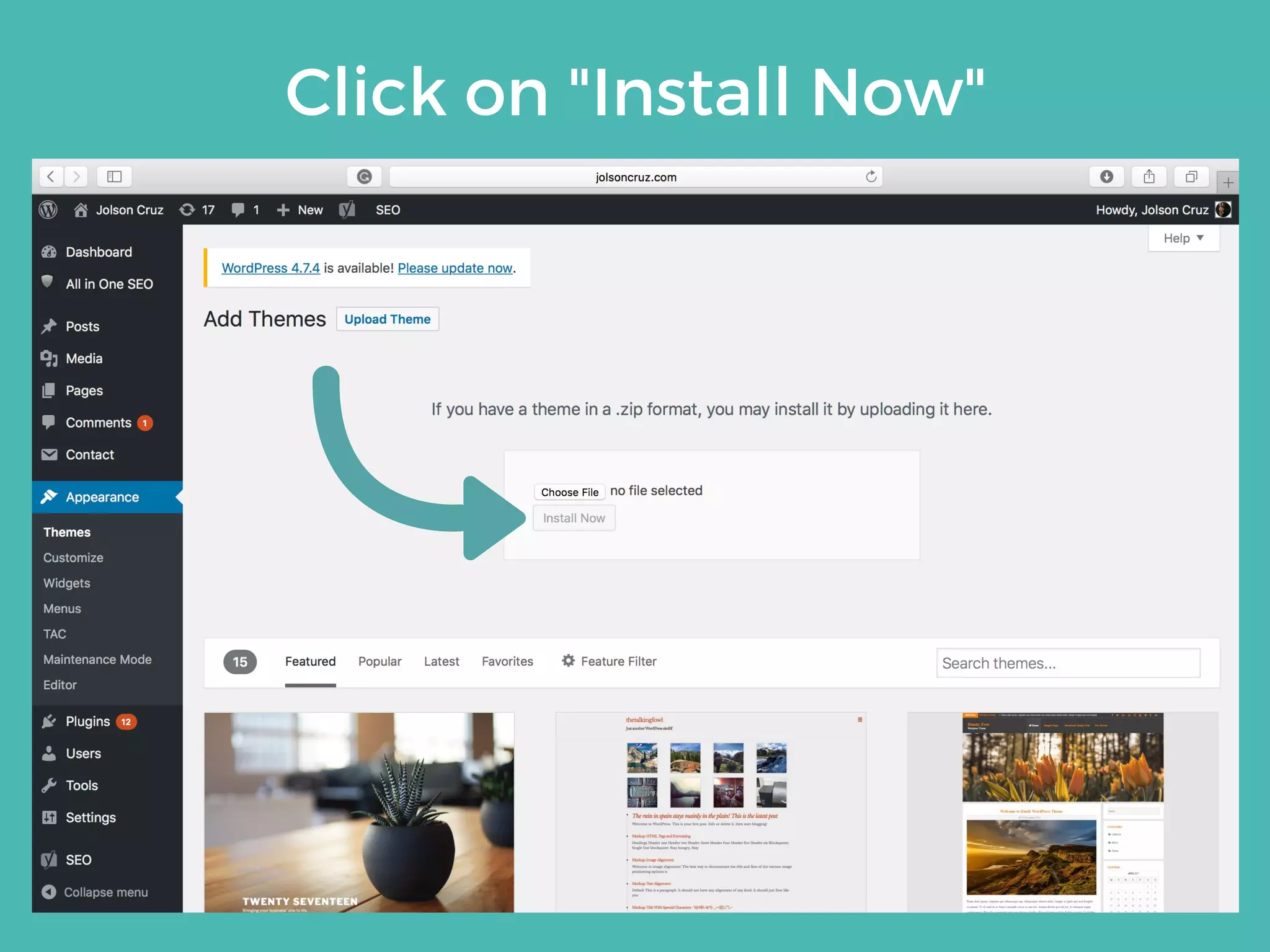 Click on "Install Now"
 