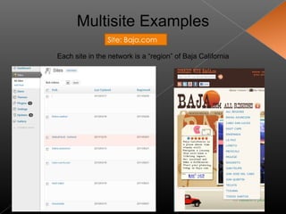 Multisite Examples
                Site: Baja.com

Each site in the network is a “region” of Baja California
 