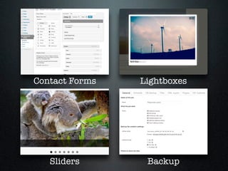 Contact Forms

Lightboxes

Sliders

Backup

 