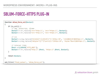 WORDPRESS ENVIRONMENT: (MICRO-) PLUG-INS
SBLUM-FORCE-HTTPS PLUG-IN
 