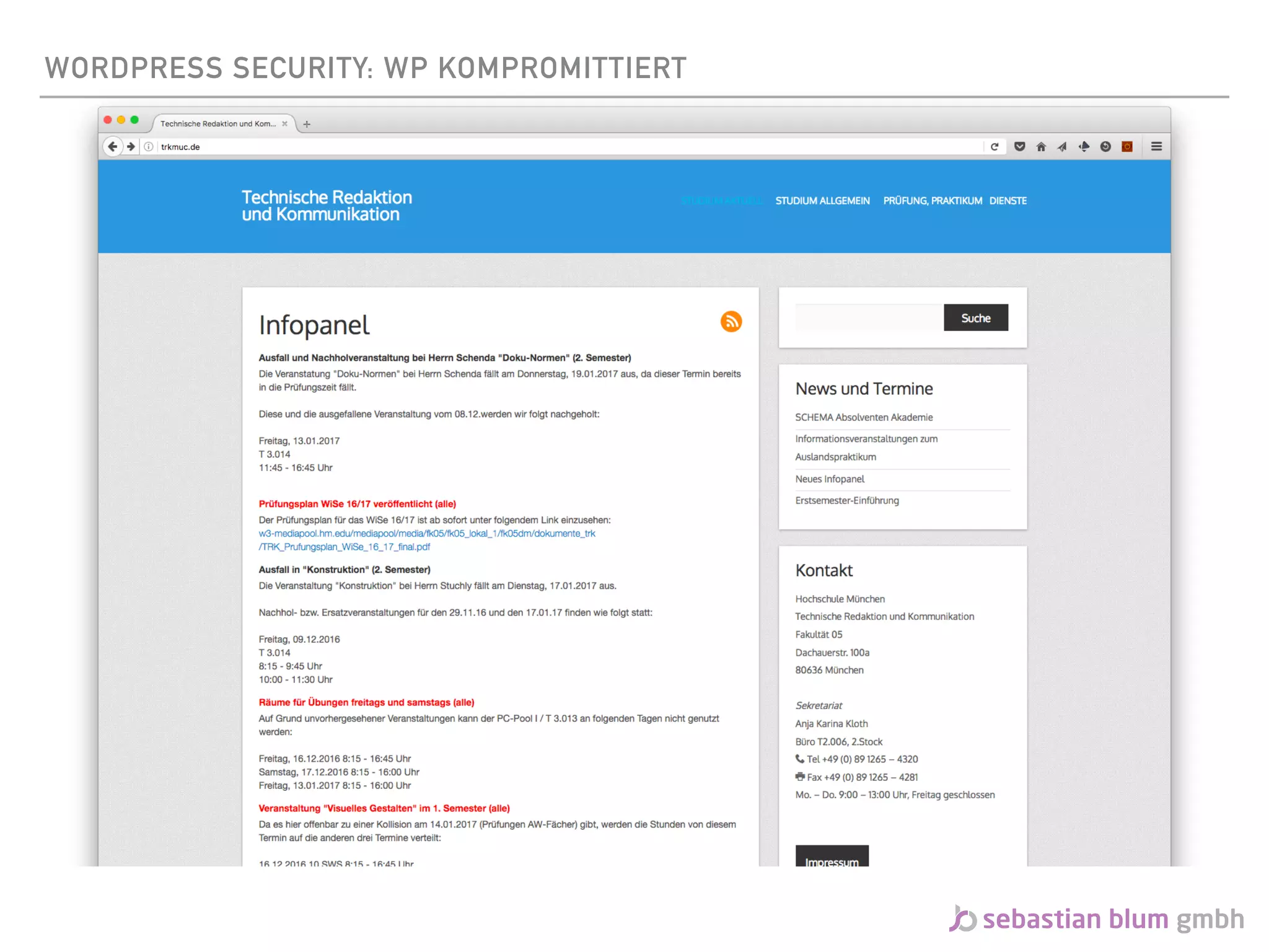 WORDPRESS SECURITY: WP KOMPROMITTIERT
 