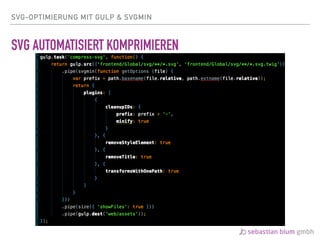 SVG-OPTIMIERUNG MIT GULP & SVGMIN
SVG AUTOMATISIERT KOMPRIMIEREN
 