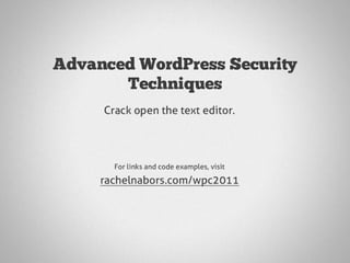 Word Press Security Talk
