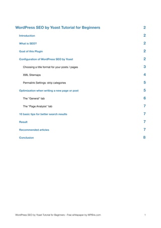 WordPress SEO by Yoast Tutorial for Beginners | PDF