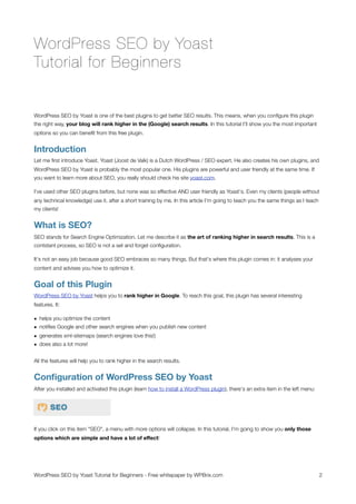 WordPress SEO by Yoast Tutorial for Beginners | PDF