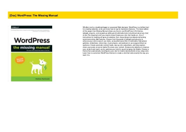 Doc Wordpress The Missing Manual