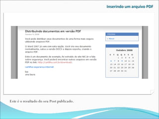 Inserindo um arquivo PDF Este é o resultado do seu Post publicado. 