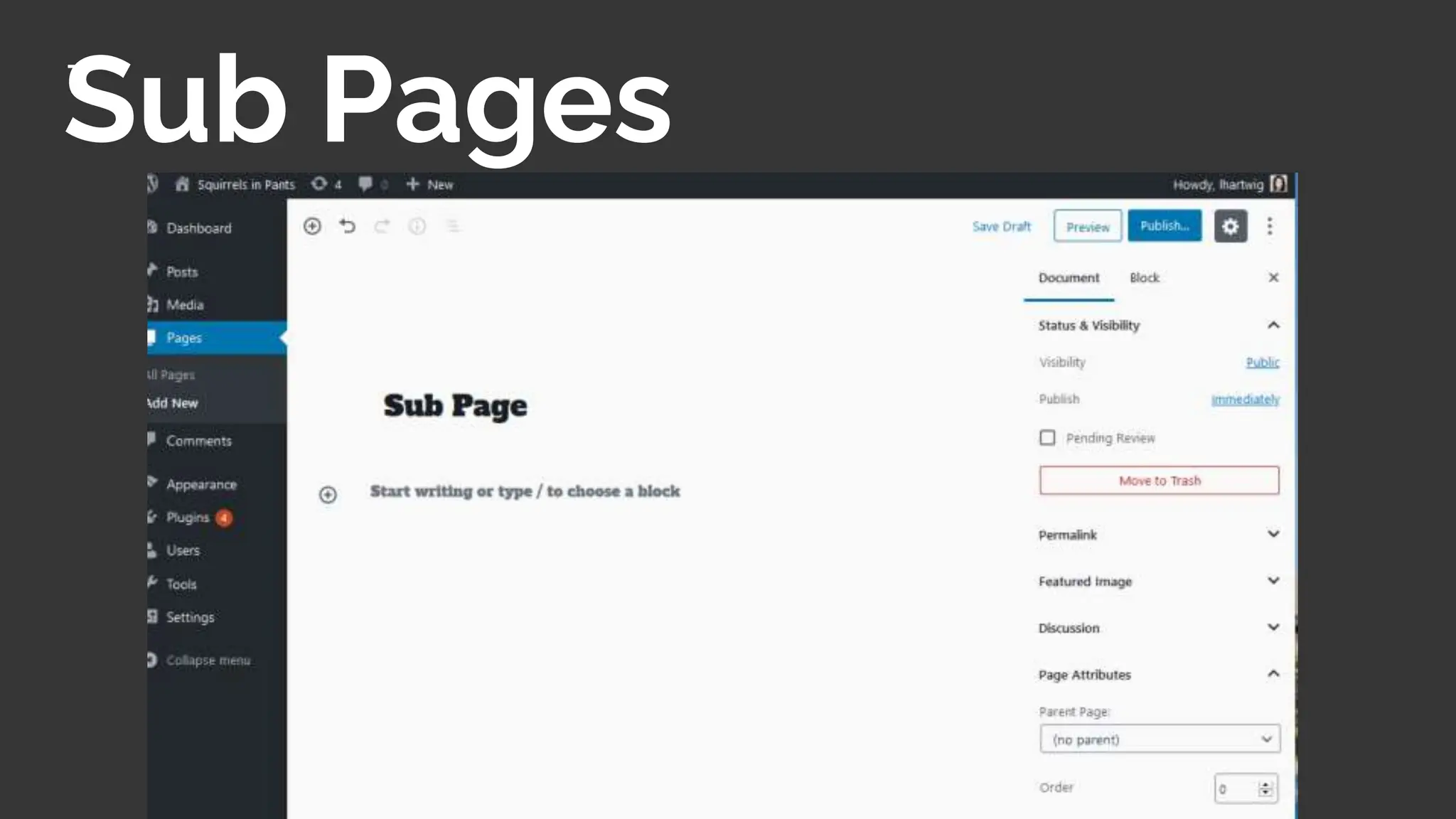 Sub Pages
 