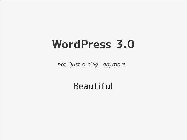 What's new in WordPress 3.0 - 웹