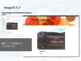 Imageポスト
画像ファイルを掲載する
ときに使います。
 