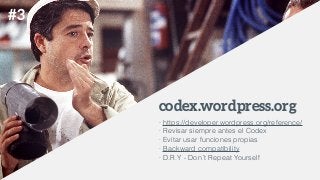 WordPress plugin  
boilerplate
· https://wppb.me/
· Buenas prácticas
· Estructura de ﬁcheros
· WordPress coding standards
...