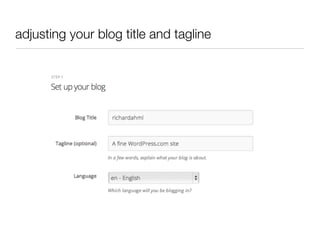 adjusting your blog title and tagline
 