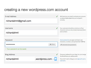 creating a new wordpress.com account
 