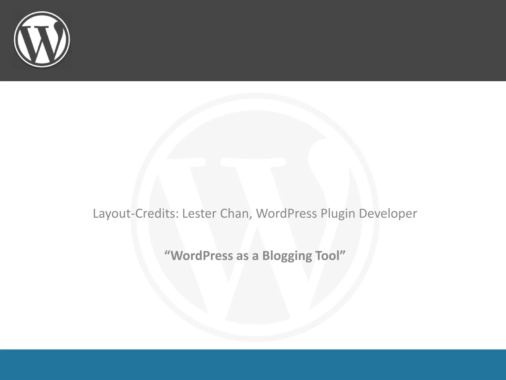 Word Press Als Blog Und Cms O