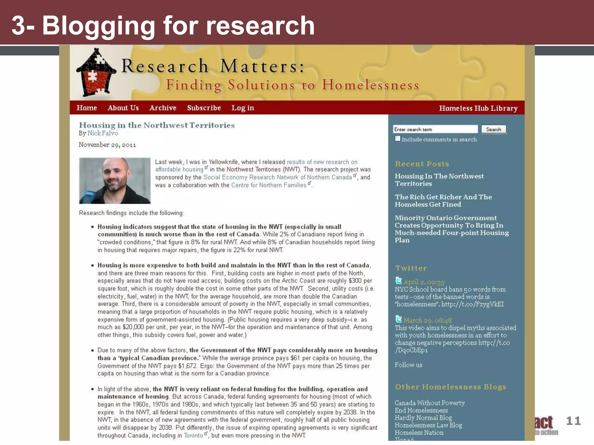 3- Blogging for research




                           11
 