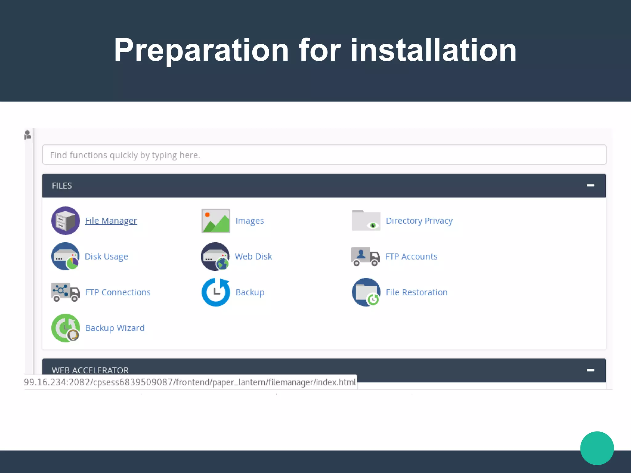 Preparation for installation
 