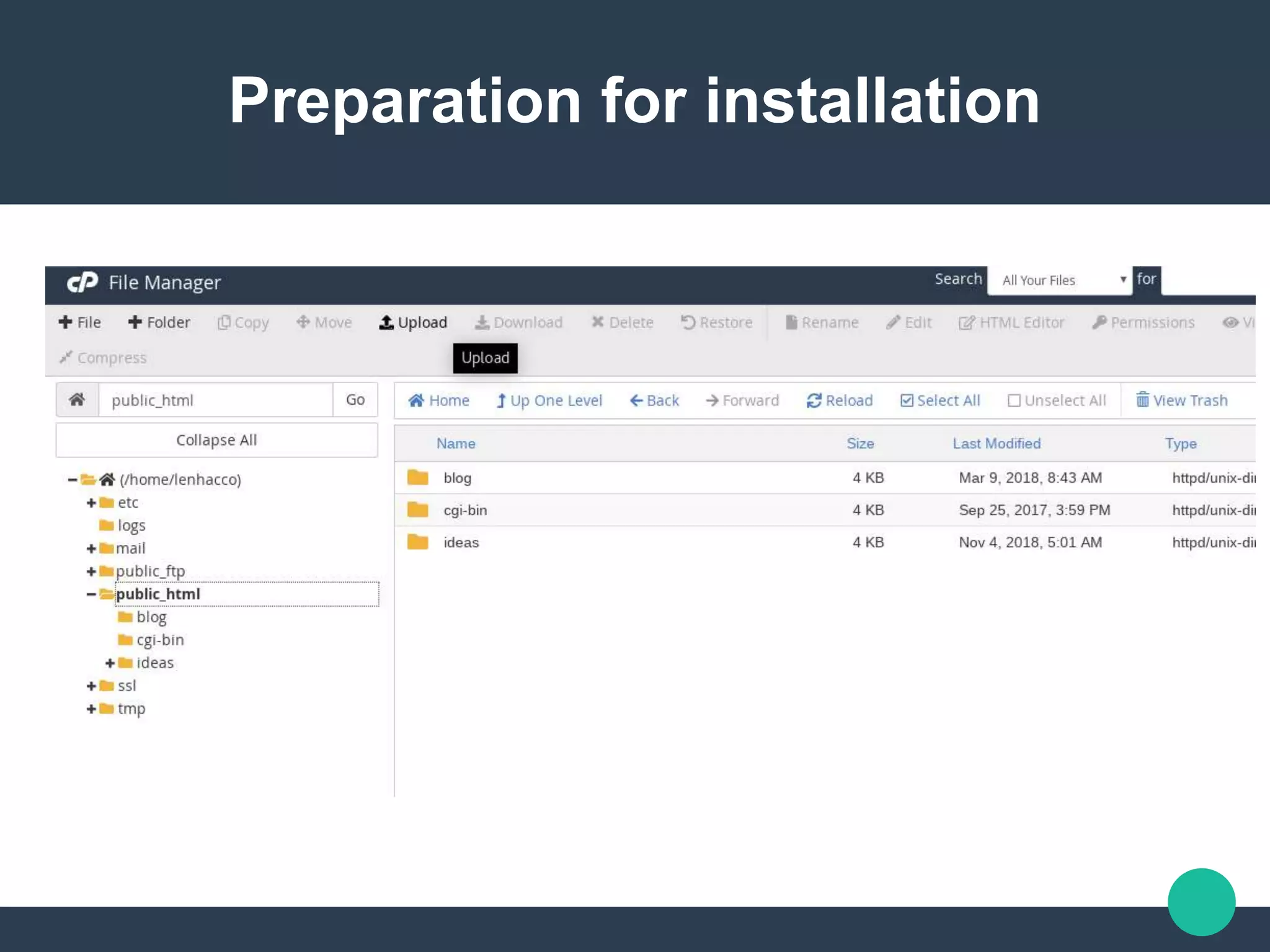 Preparation for installation
 