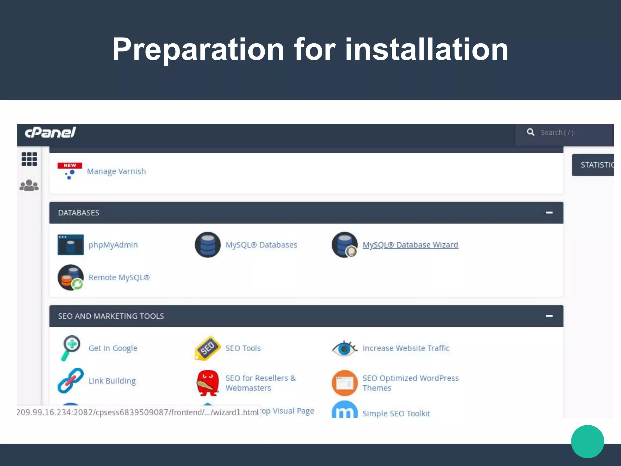 Preparation for installation
 