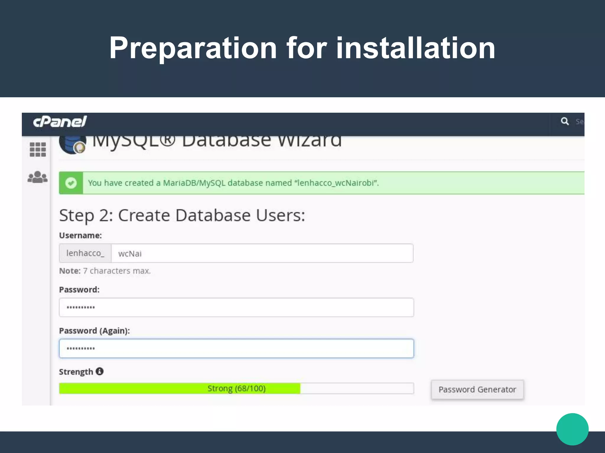Preparation for installation
 