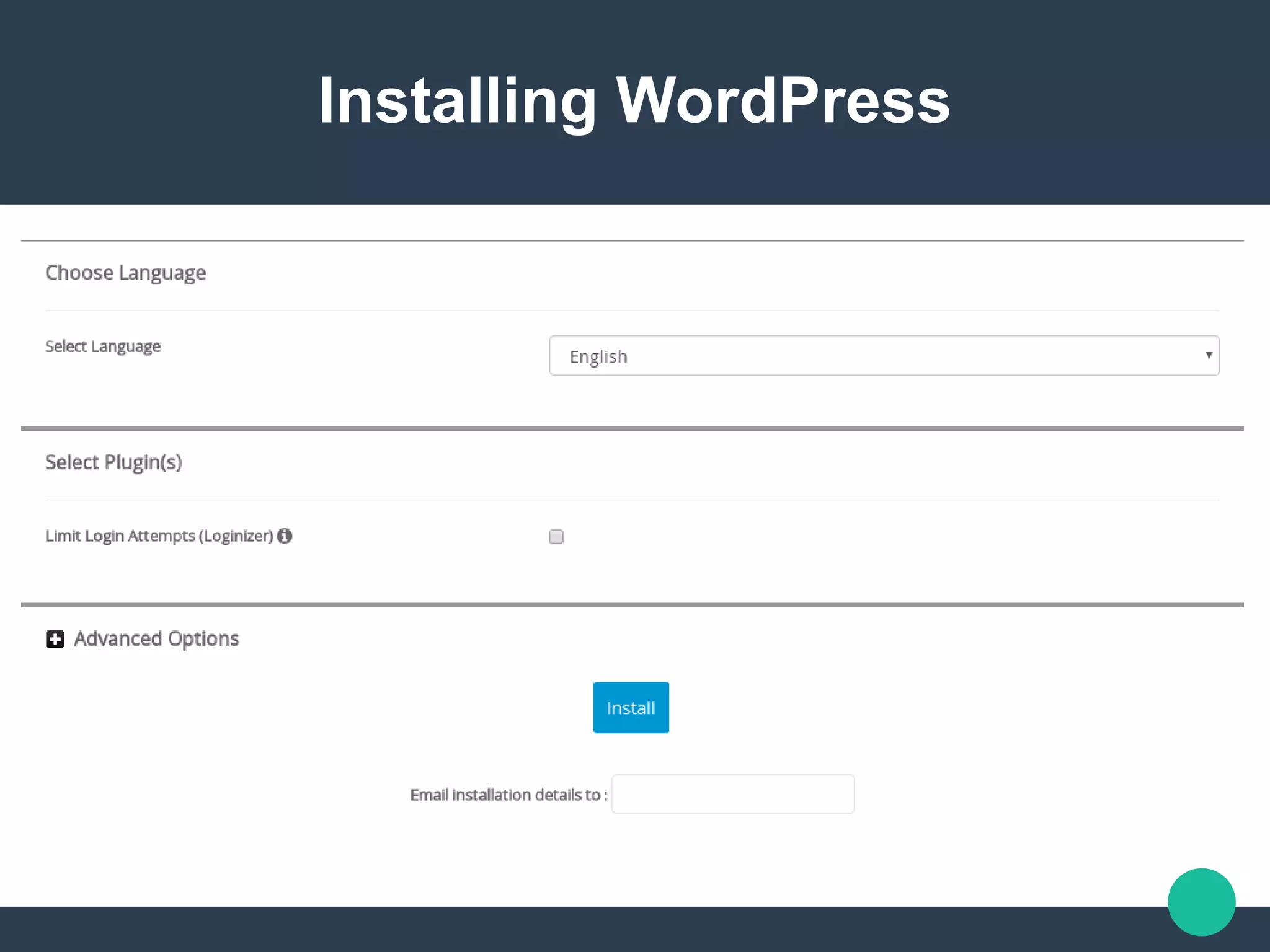 Installing WordPress
 