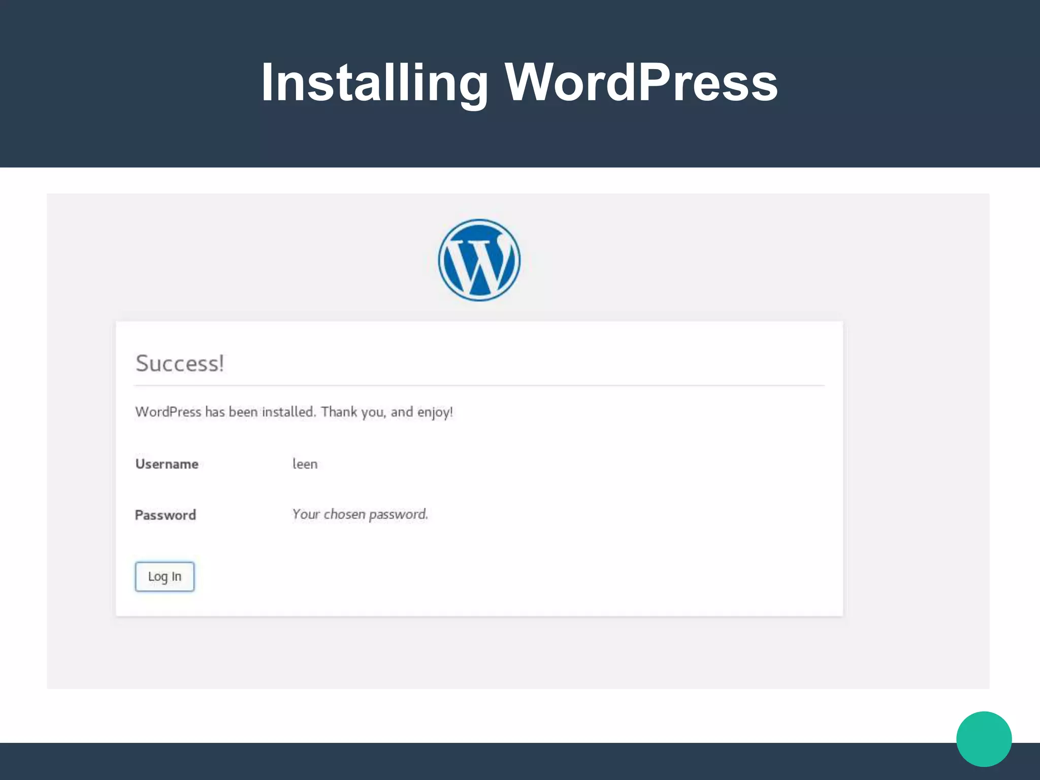 Installing WordPress
 